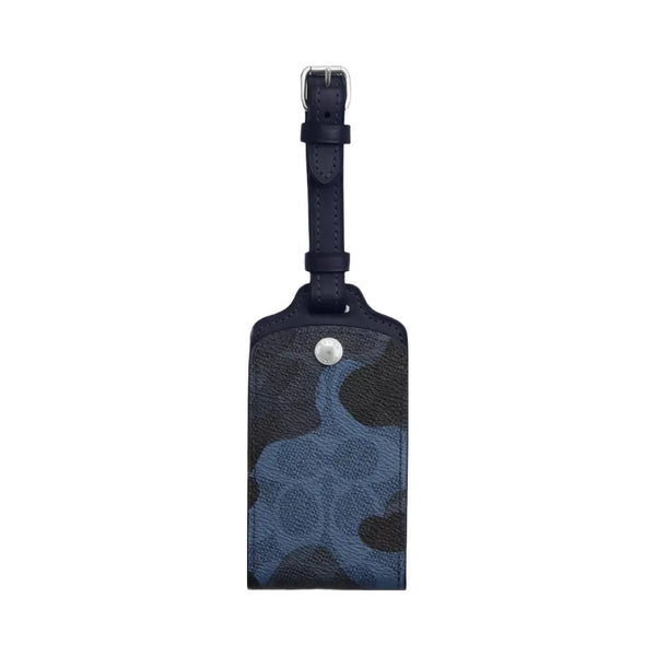 Coach Luggage Tag In Signature Camo Print in Silver Blue Multi