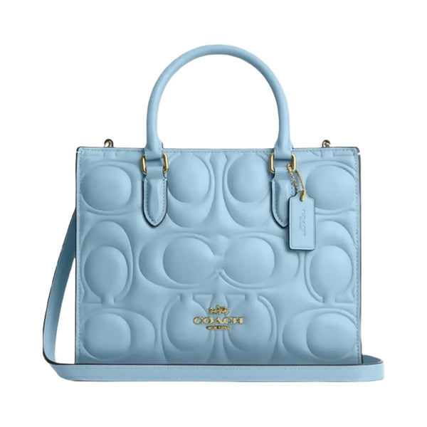 Coach Maggie Small Tote Bag In Signature Leather in Gold Azure