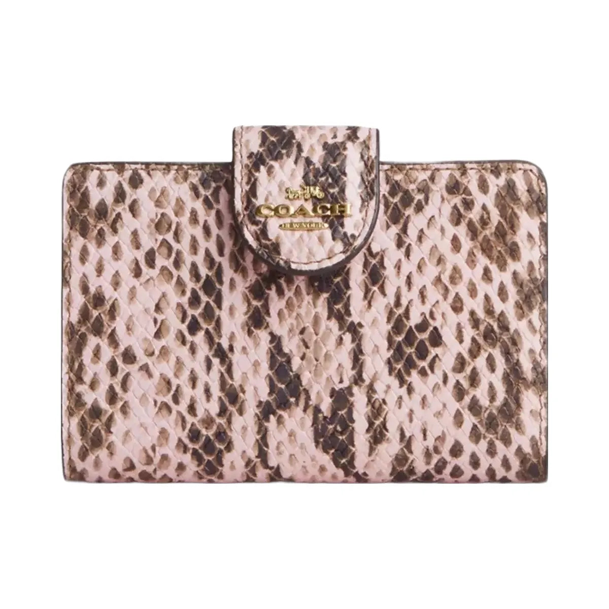 Coach Medium Corner Zip Wallet in Gold Pink