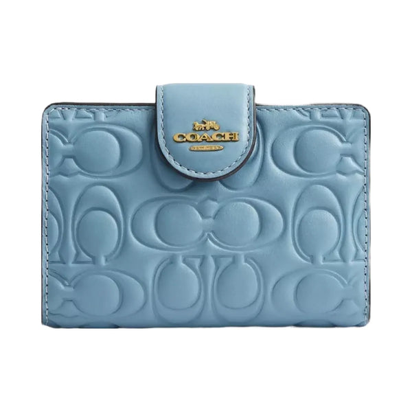 Coach Medium Corner Zip Wallet In Signature Leather in Gold Azure