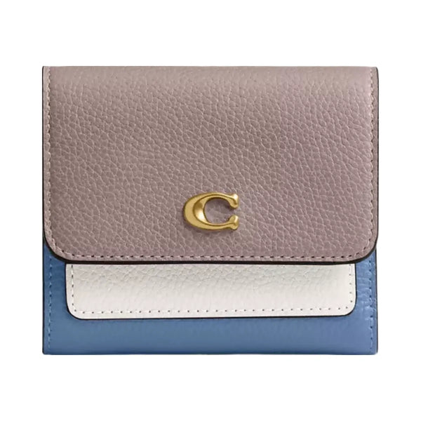 Coach Mila Small Flap Wallet In Colorblock in Brass Ash Multi