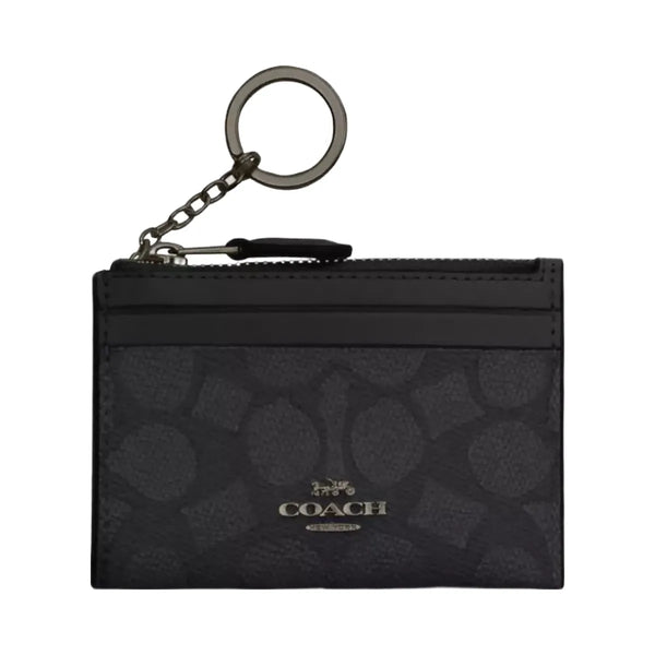 Coach Mini Skinny Id Case In Signature Canvas in Gunmetal Charcoal Black