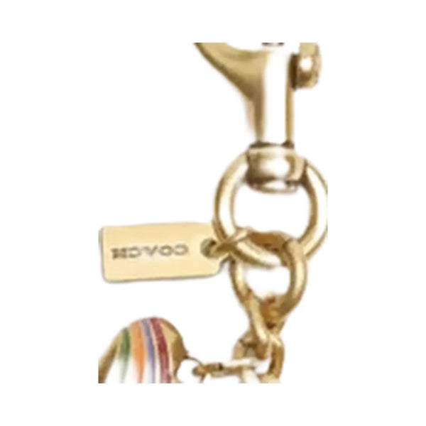 Coach Motif Chain Bag Charm in Brass Multi