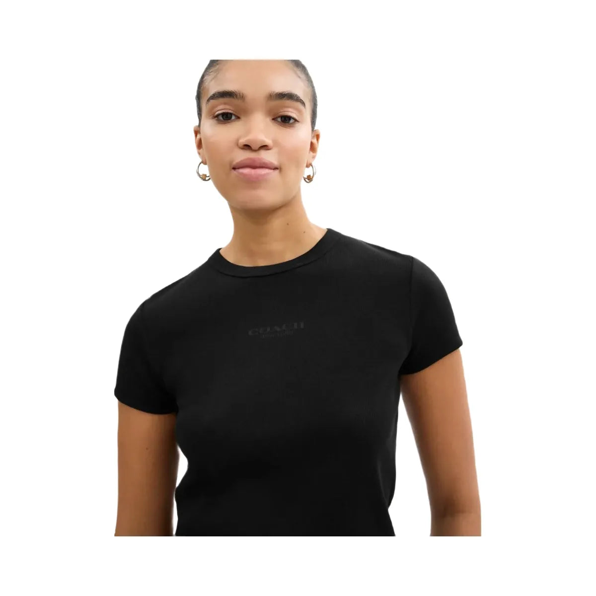 Coach New York Ribbed T Shirt Black