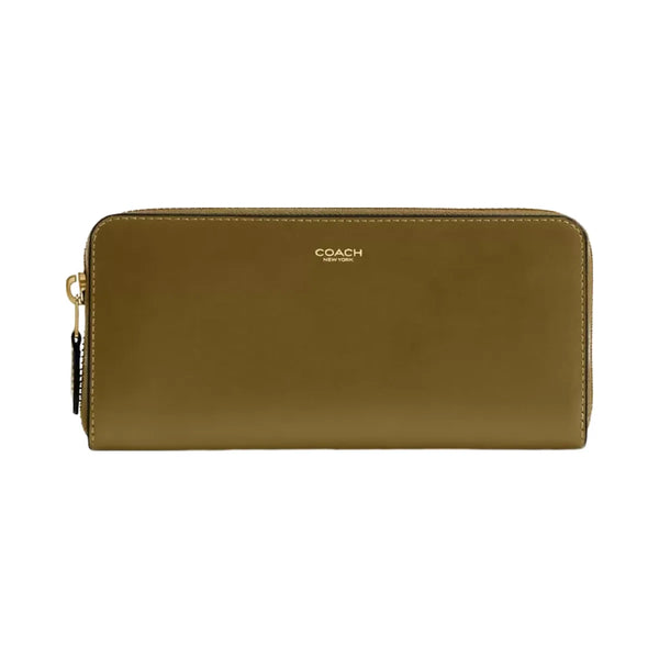 Coach New York Slim Accordion Zip Wallet in Brass Muted Olive