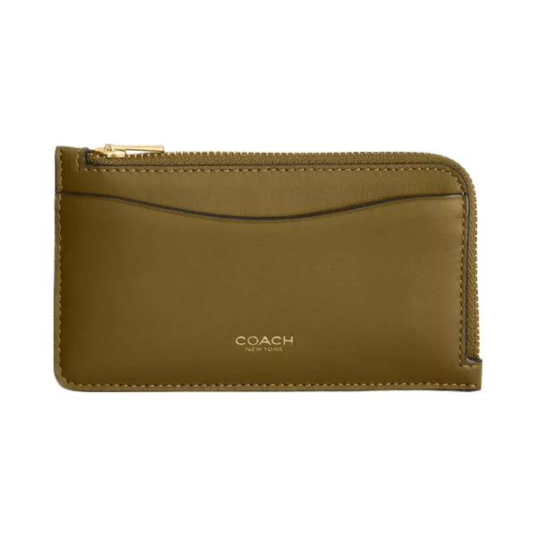 Coach New York Zip Card Case in Brass Muted Olive