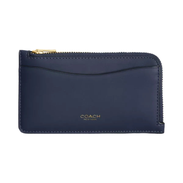 Coach New York Zip Card Case in Brass Navy