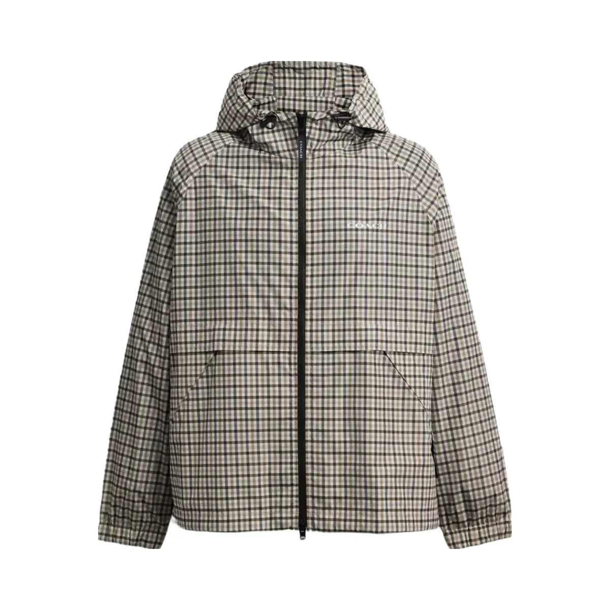 Coach Plaid Windbreaker In Recycled Polyester in Beige
