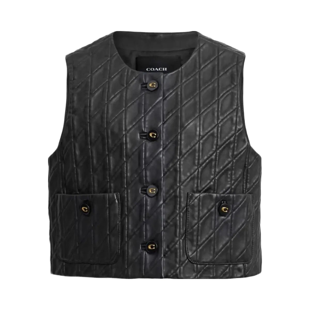 Coach Quilted Leather Vest Black