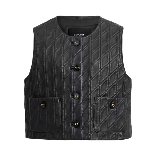 Coach Quilted Leather Vest Black