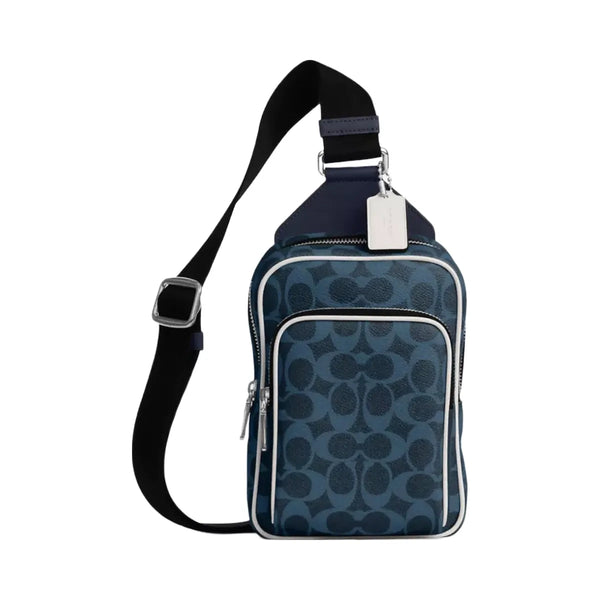 Coach Racer Sling Pack In Signature Canvas in Silver Ink Blue