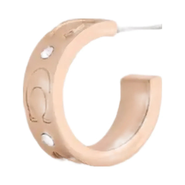 Coach Repeated C Huggie Earrings in Rose Gold