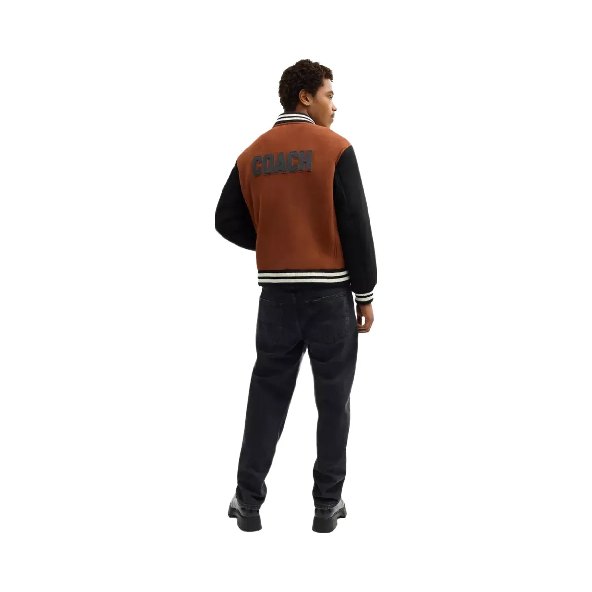 Coach Shearling Varsity Jacket in Brown