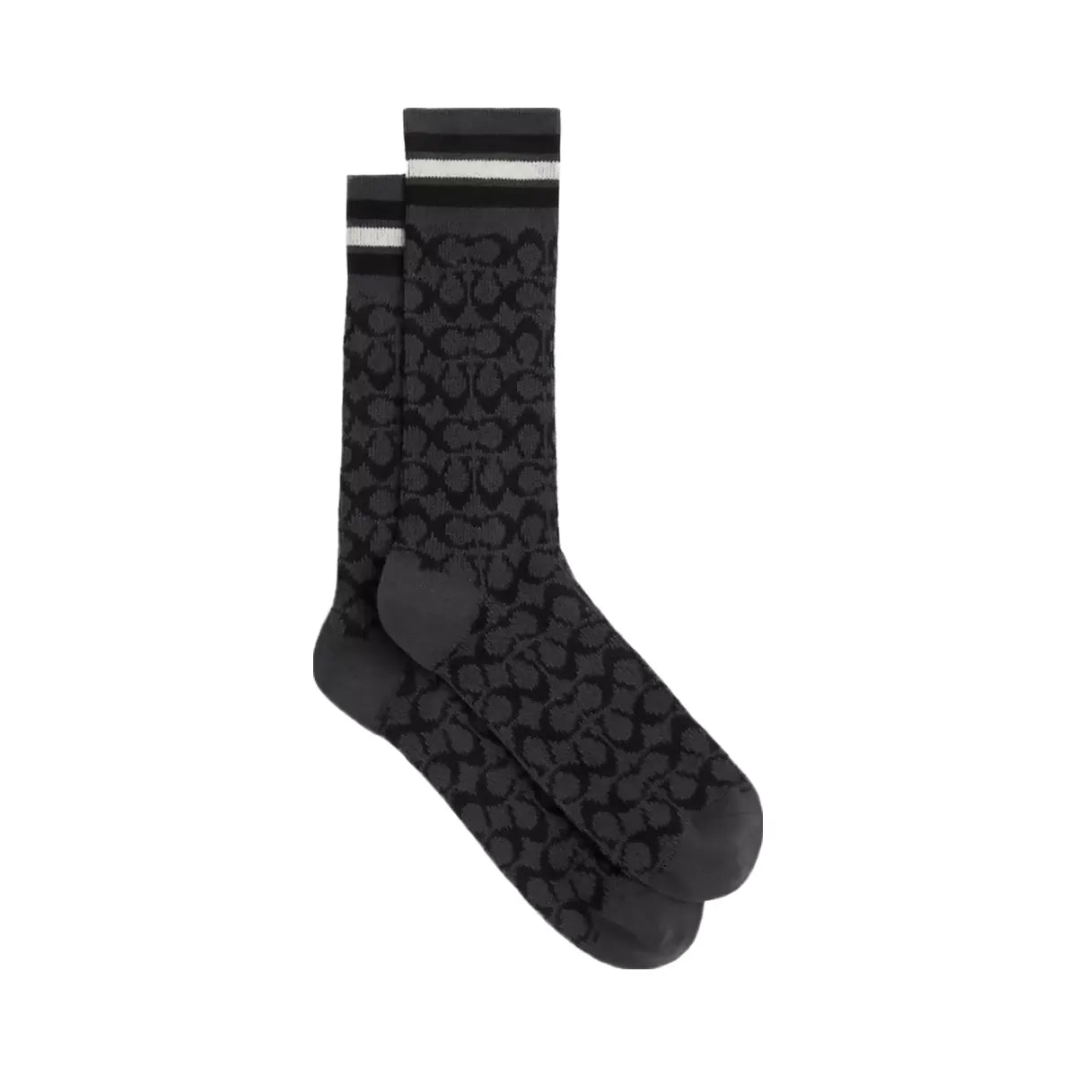 Coach Signature Calf Socks in Charcoal