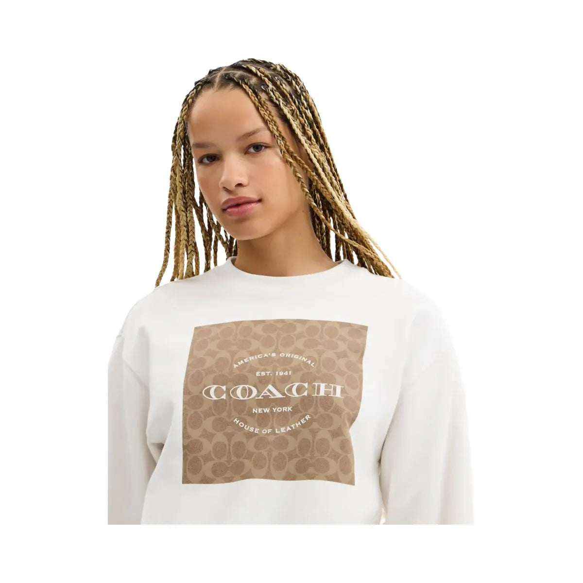 Coach Signature Square Crewneck Sweater White