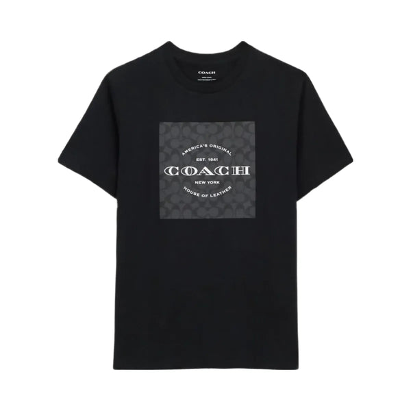 Coach Signature Square T Shirt In Organic Cotton Black