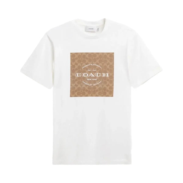Coach Signature Square T Shirt In Organic Cotton White