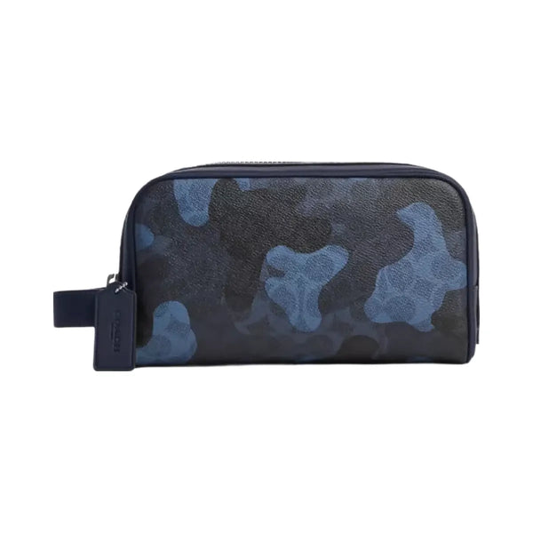 Coach Small Travel Kit In Signature Camo Print in Silver Blue Multi