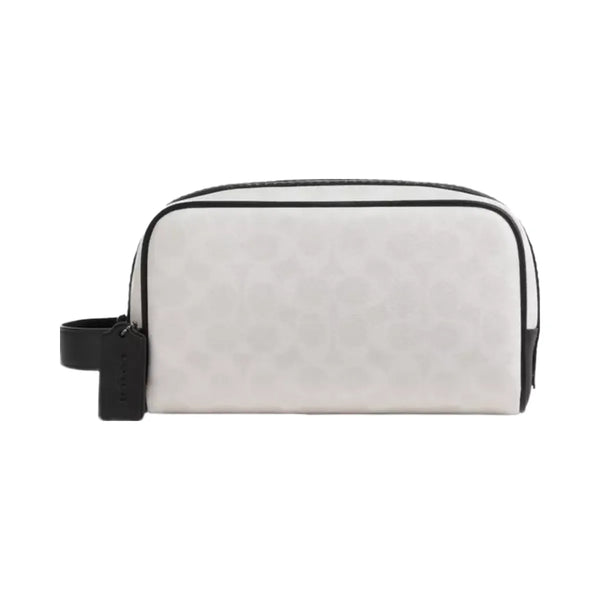 Coach Small Travel Kit In Signature Canvas in Gunmetal Chalk Black