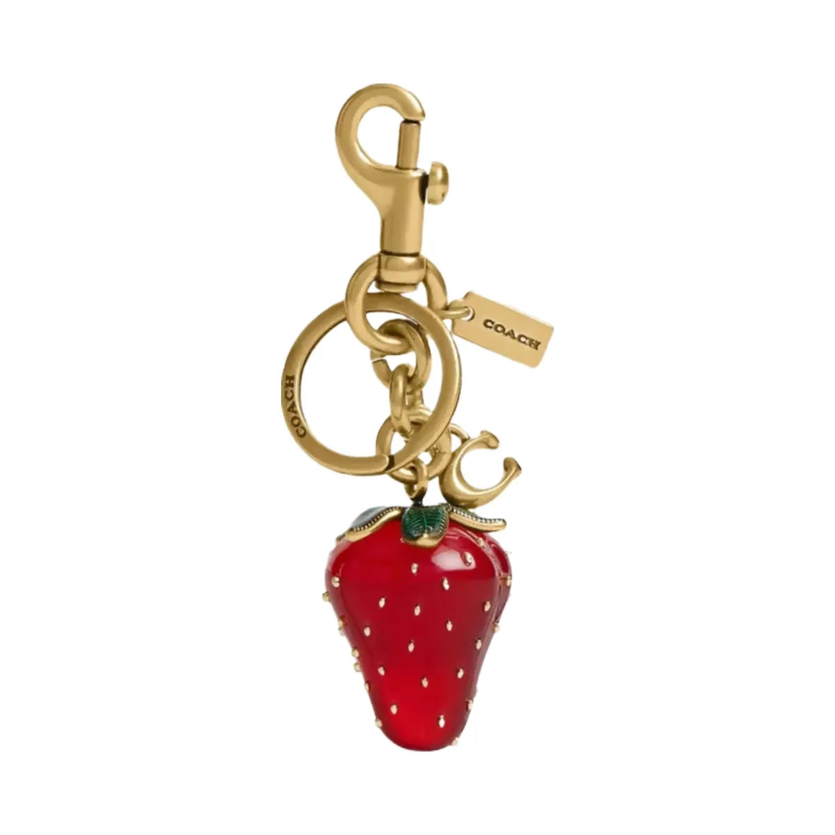 Coach Strawberry Bag Charm in Brass Red