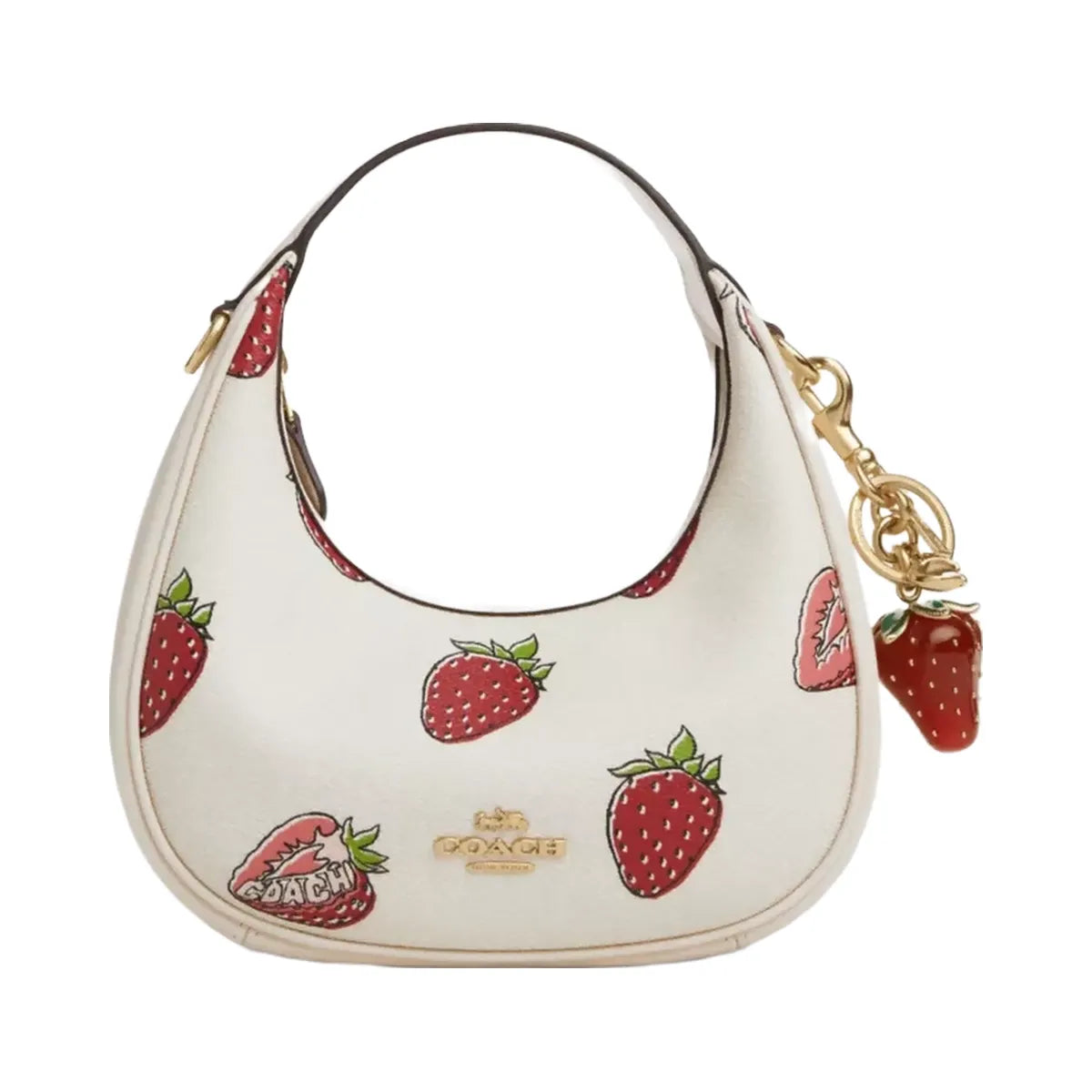 Coach Strawberry Bag Charm in Gold Bold Red