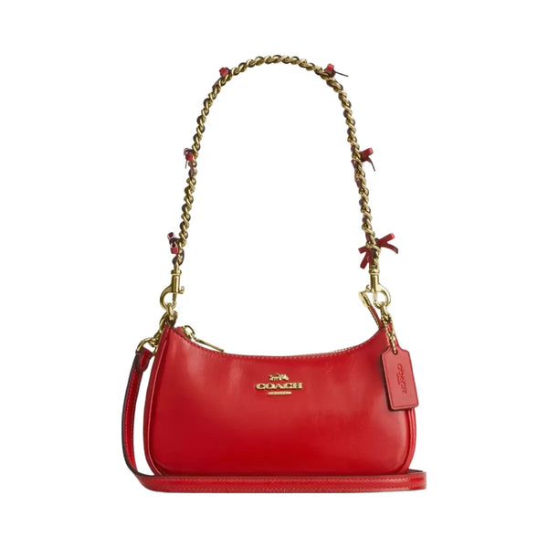 Coach Teri Mini Crossbody Bag With Bows in Gold Bright Cherry