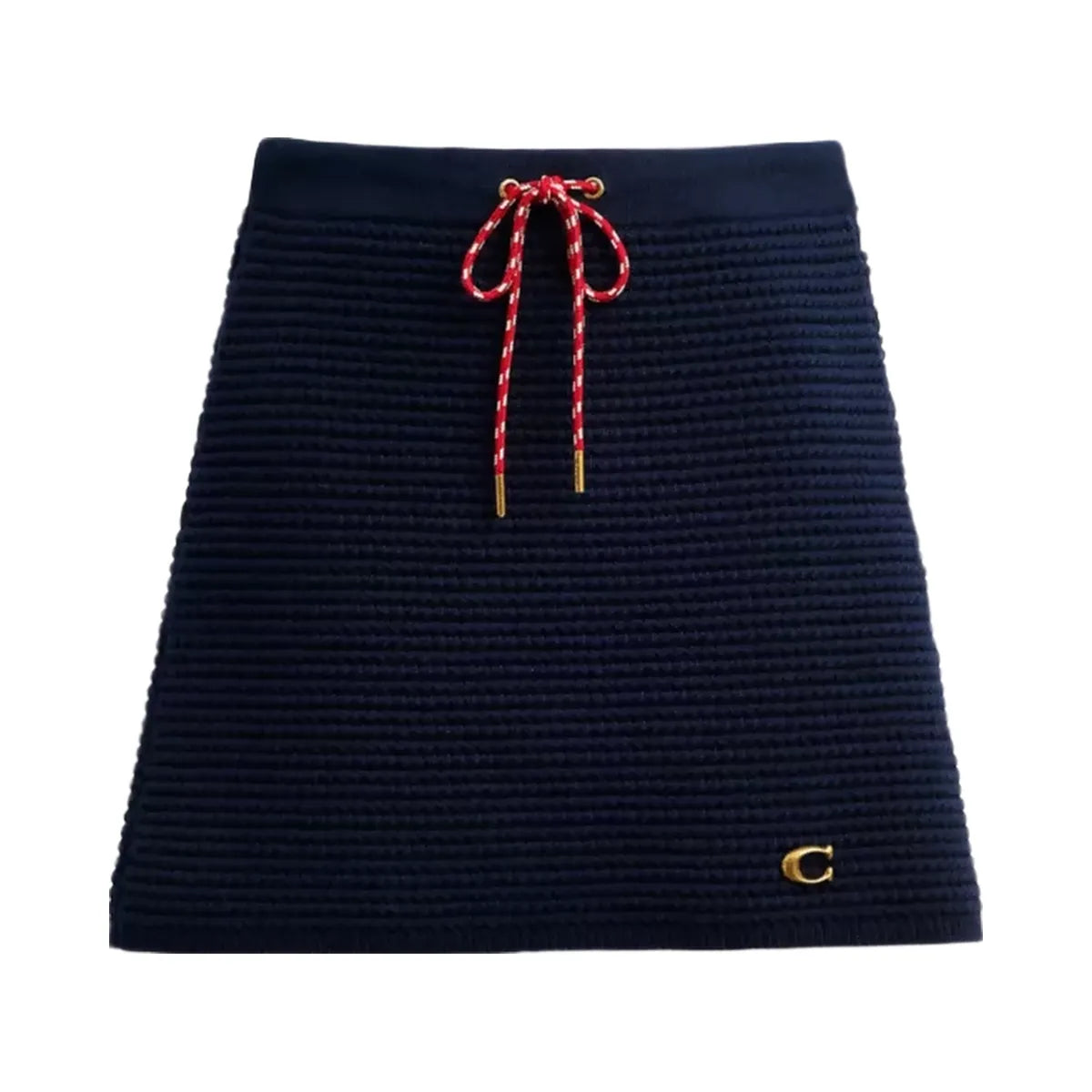 Coach Textured Knit Skirt in Navy Blue