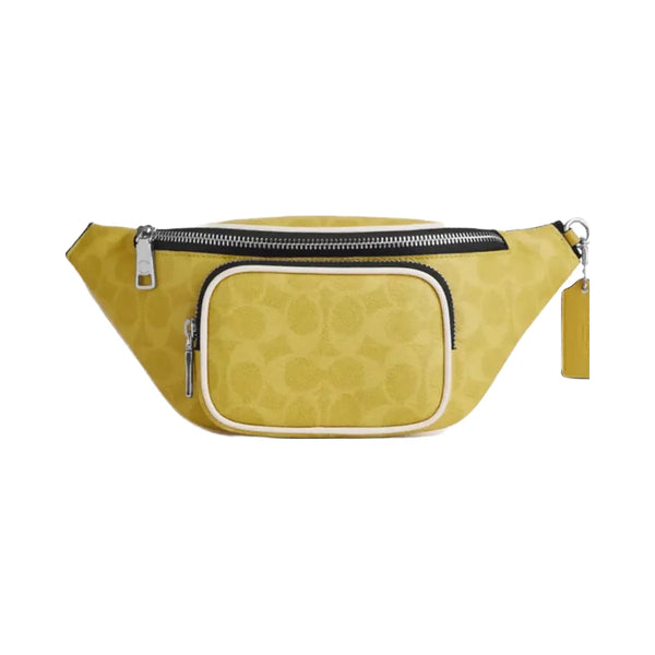 Coach Travis Belt Bag 30 In Signature Canvas in Silver Light Citron