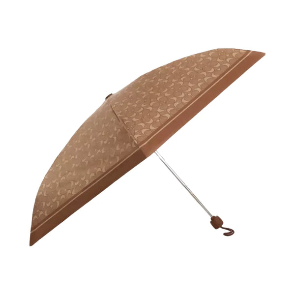 Coach Uv Protection Mini Umbrella In Signature Print in Silver Tan Brown