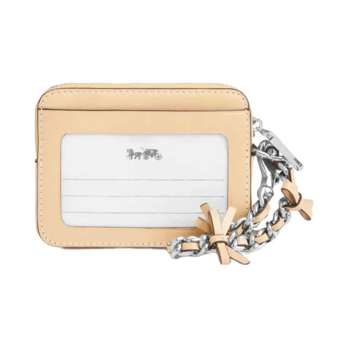 Coach Zip Card Case With Bows in Silver Light Sand