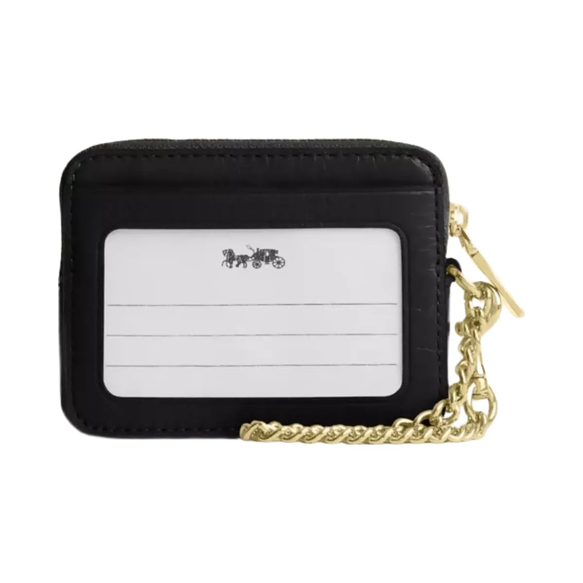 Coach Zip Card Case With Quilting in Gold Black