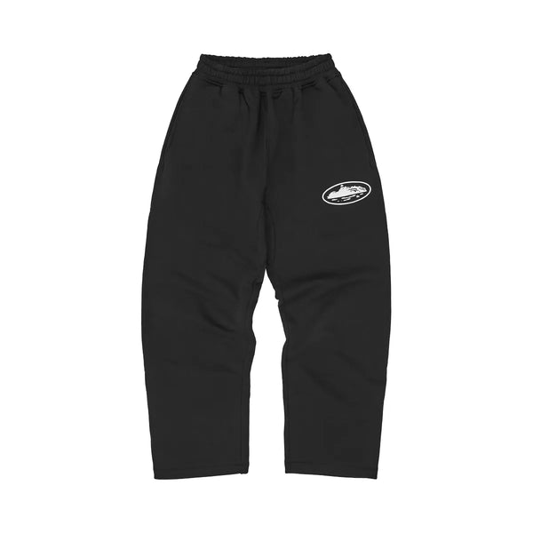 Corteiz Island Puff Print Open Hem Sweatpant Black