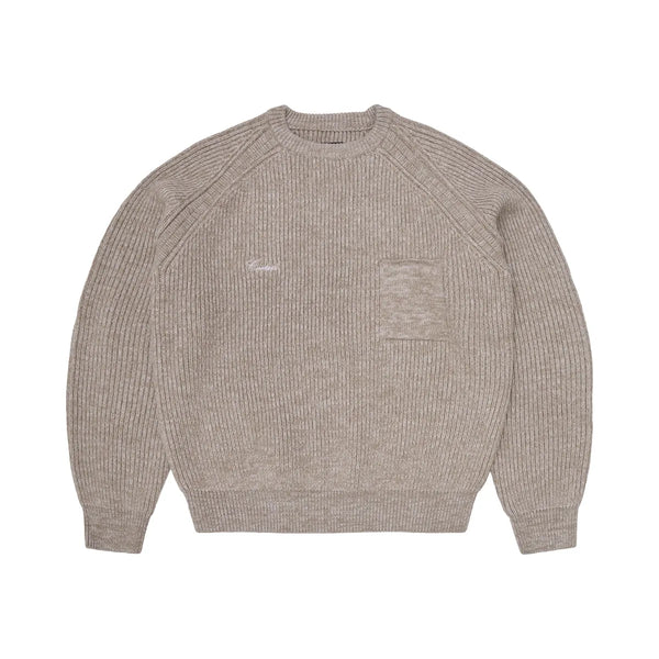 Corteiz Script Pocket Knit Sweater Oatmeal