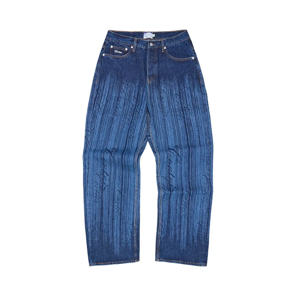Corteiz Strike Baggy Jeans Dark Wash