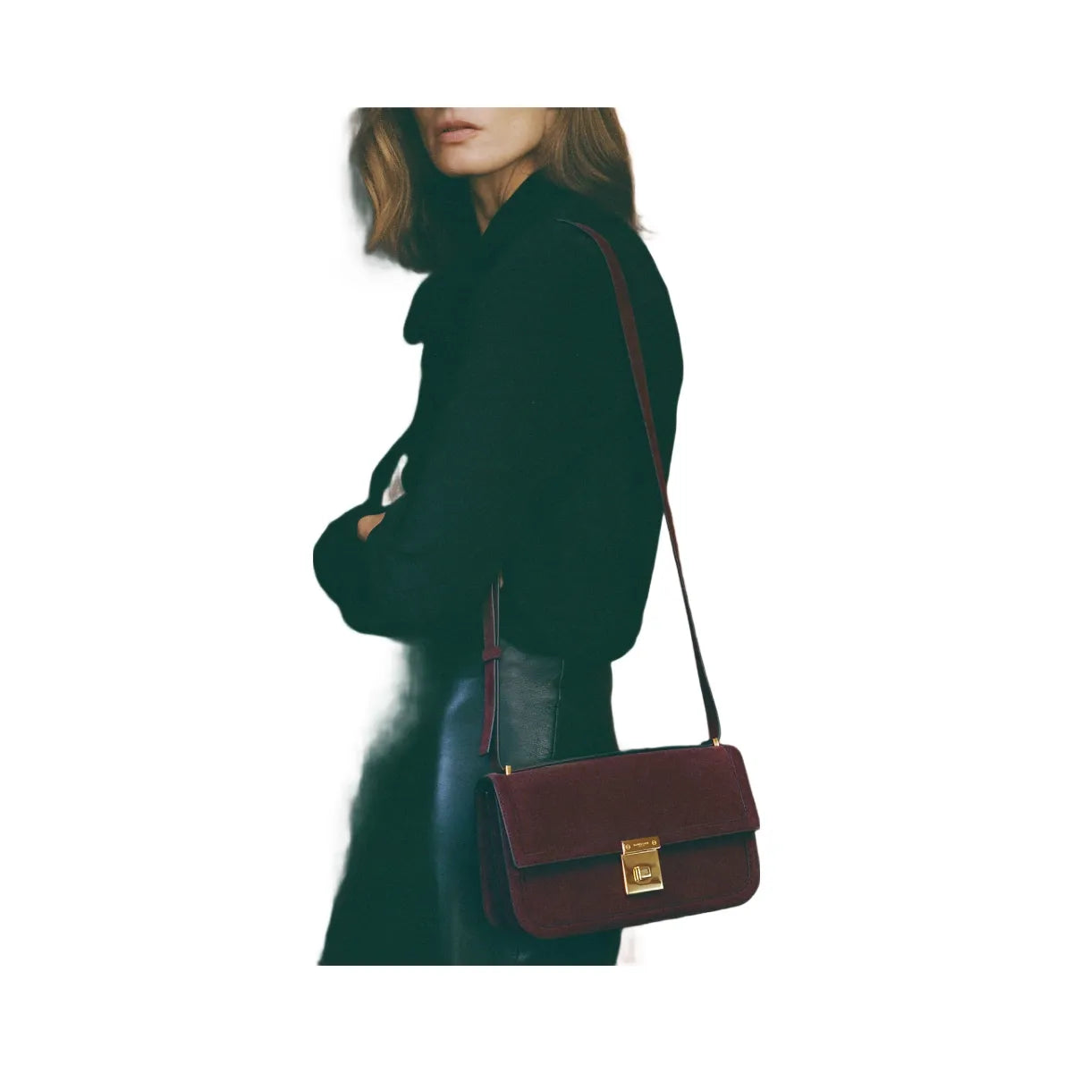 DeMellier The Paris Crossbody burgundy suede