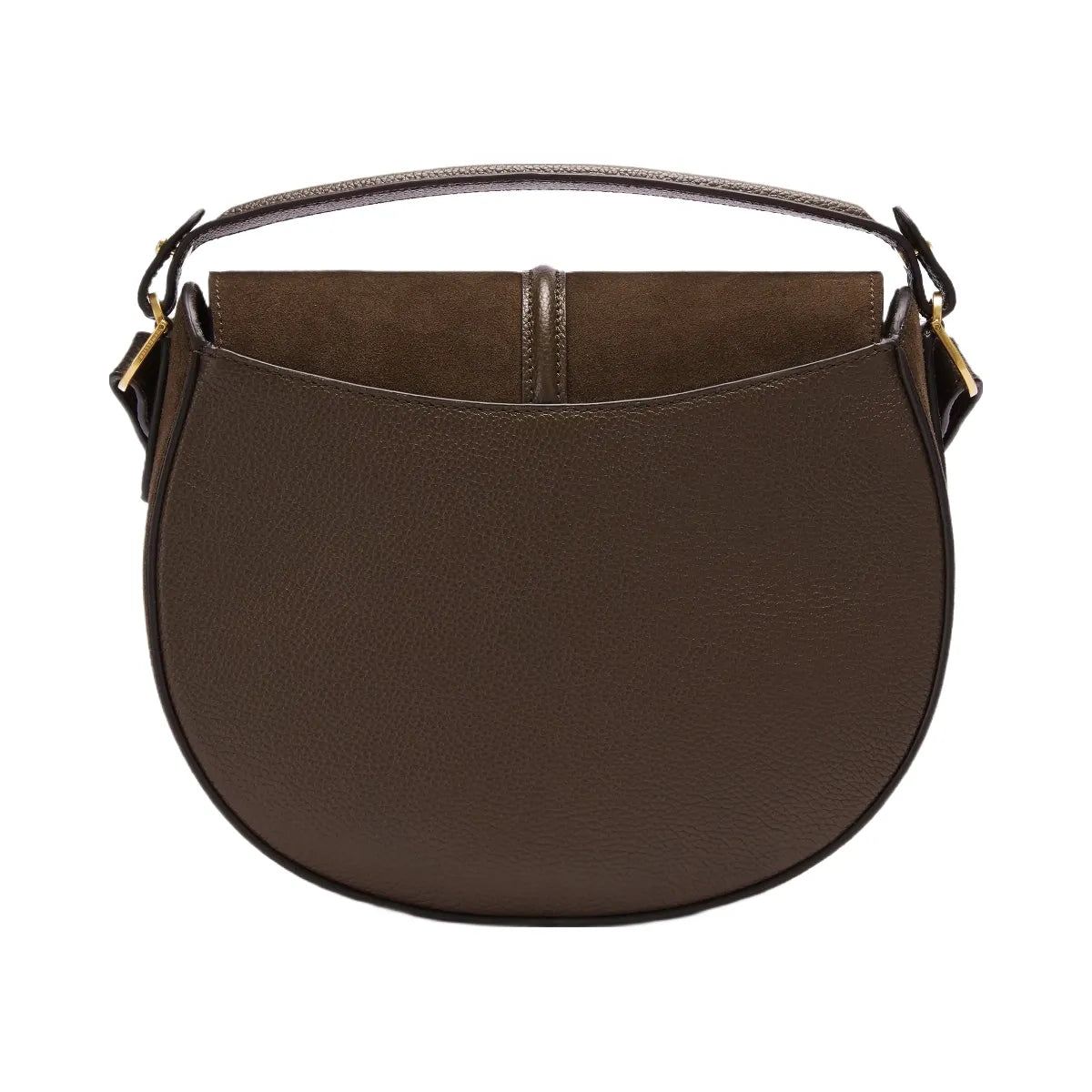 DeMellier The Siena Saddle mocha suede & mocha small grain