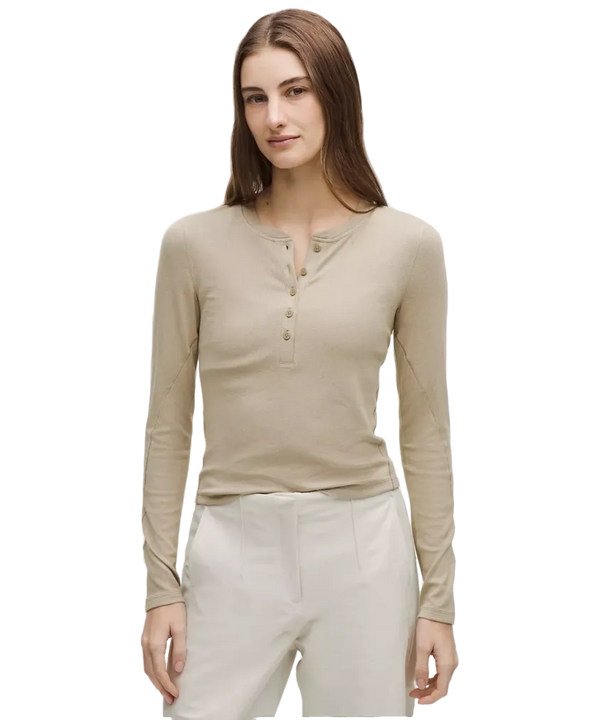 Lululemon Hold Tight Long-Sleeve Henley Sheer Oak