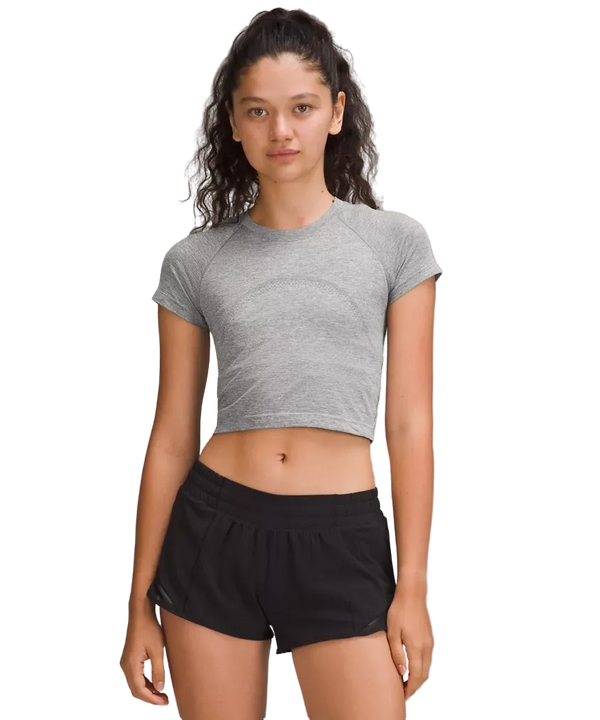 Lululemon Swiftly Tech Cropped Short-Sleeve Shirt 2.0 Slate/White