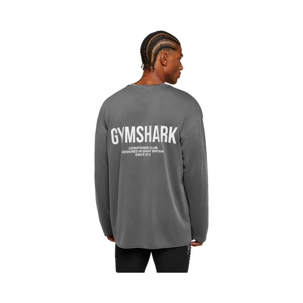 Gymshark Conditioning Club Washed Long Sleeve T-Shirt - Black/White/Wash