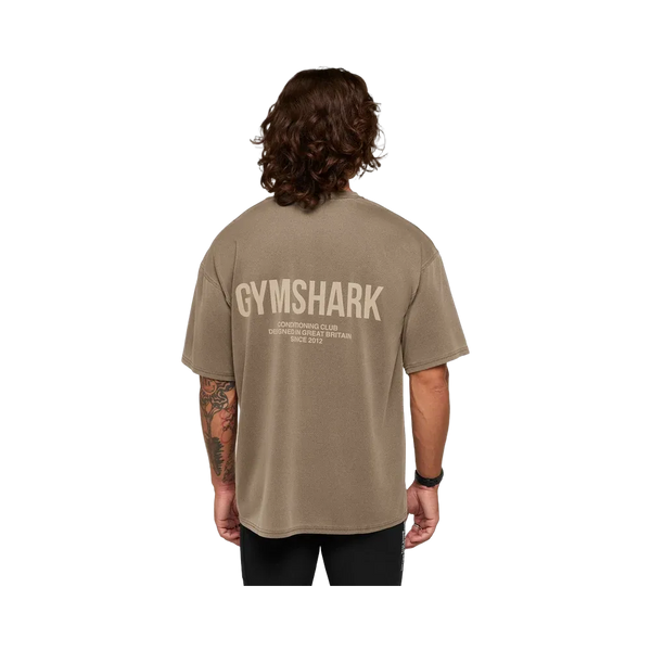 Gymshark Conditioning Club Washed T-Shirt - Trail Brown/Vanilla Beige/Wash