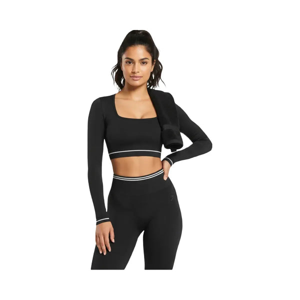 Gymshark Contrast Seamless Crop Top Black