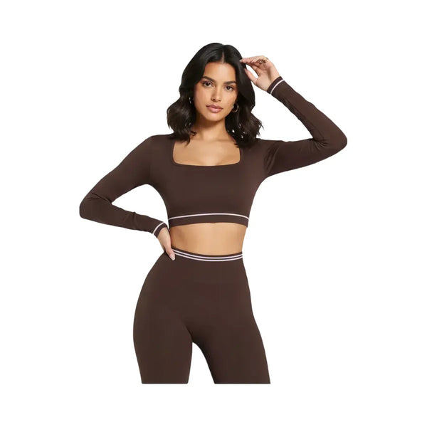Gymshark Contrast Seamless Crop Top Heritage Brown