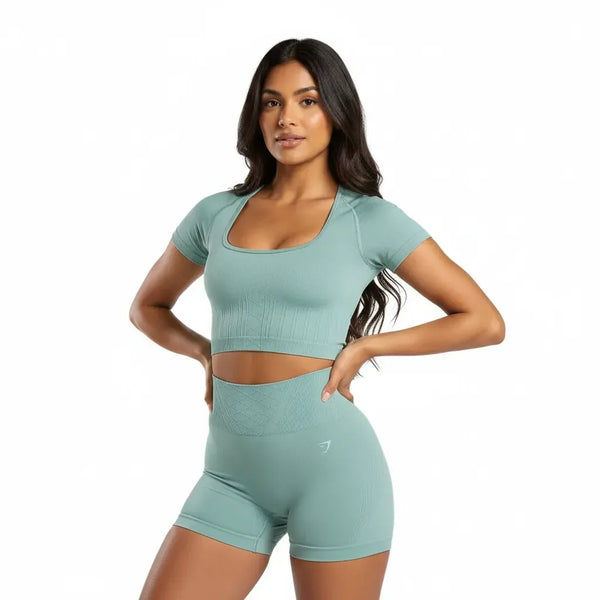 Gymshark Corset Seamless Crop Top - Celeste Blue