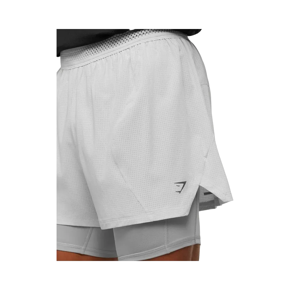 Gymshark Running 4" 2-in-1 Shorts - Light Grey/Smokey Grey
