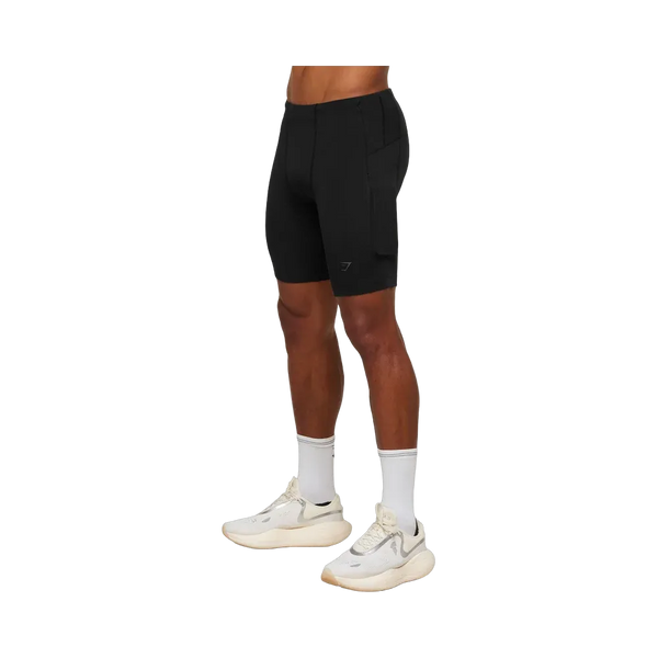 Gymshark Running Elite 7 Pocket Half Tights - Black