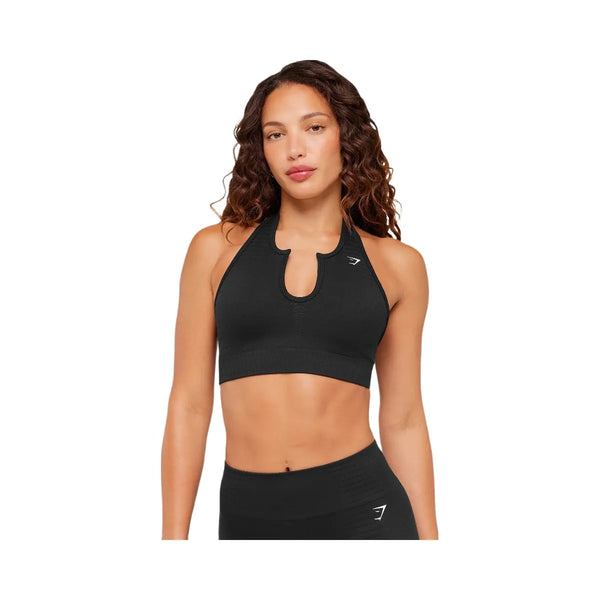 Gymshark Steel Seamless Halter Neck Bra "GS Black"