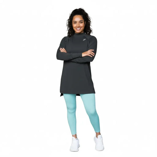 Gymshark Vital Long Line Top - Black Marl