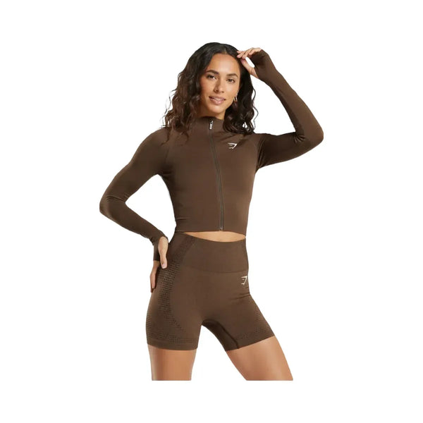 Gymshark Vital Midi Zip Up Jacket Espresso Marl