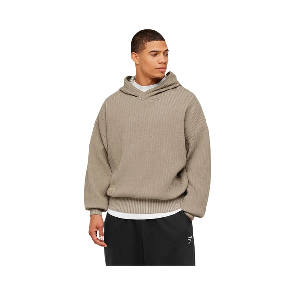 Gymshark x Saalt Studios Knitted Hoodie "Cement Brown Oat White"