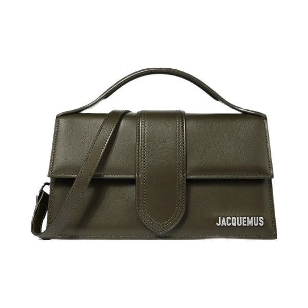 Jacquemus The Large Bambino Structured Bag In Smooth Leather Dark Khaki